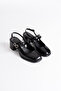 Malmö Premium Black Patent Leather Women's Thick Heeled Shoes