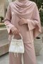Powder Satin Set with Shawl Detail on the Shoulder - 4