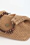 Camel Color Straw Knitted Beach Bag with Wooden Bead Detail 1120 - 4
