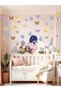 Blue Haired Girl, Baby, Children's Room, Wall Sticker with Log, Flower and Butterfly Models - 4