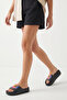 Women's Black Peace Printed Daily Comfortable Light Sole Eva Platform Sole Slippers - 7
