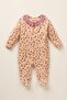 100% Cotton Baby Girl 3-Piece Booties Jumpsuit Set with Leopard Pattern - 3