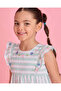 Girls Green Striped Embroidered Blouse - 4
