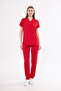 Red High Cotton Lycra Bat Sleeve Doctor Nurse Uniform Scrubs - 7