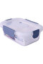 Super Lock Plastic Rectangular Food Container With Lid 600 ml-Blue&Transparent