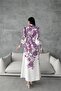Women's Purple Belted Long Patterned Shirt Dress Nbms4220 - 3