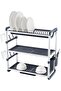 Life Smile 3 Tier Dish Drying Rack with Drainer, Cutlery and Cup Holder 60.9cmX26.7cmX57.7cm