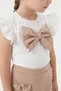 Girl's Bow Detailed Shorts and Skirt Ruffle Sleeve 2-Piece Set - 2
