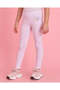 Girls White And Pink Striped Printed Leggings