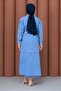 Women's Double Collar Buttoned Slit Denim Dress-Cap - 7