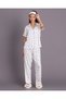 Senior Girls White Printed Pyjama Set With Eye Mask