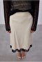 Lace Detailed Asymmetrical Cut Midi Skirt Av1558 - 2