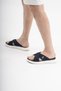 Men's Cross Strap Sports Slippers Ss001-0598 Navy Blue - 6