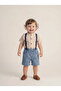 Baby Boy Digital Printed Patterned Shirt with Slopet Strap Gift and 100% Cotton Denim Shorts Set