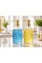 Honeycomb Patterned Glass Liquid Soap Dispenser with Gold Lid, Set of 2, Stylish Kitchen & Bathroom Soap Dispenser