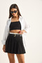 Women's Black Belt Detailed Pleated Mini Skirt with Shorts De261049 60286196 - 2