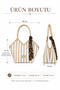 Women's Linen Shoulder Bag Straw Look Stylish Daily Hand and Shoulder Bag Large Volume Zippered Bag - 4