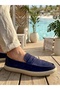 Ba0251 100% Genuine Leather Inside and Out Men's Navy Blue Suede Casual Loafer Rubber Comfortable Sole Stitched a - 3