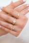 Women's 3-Piece Gold Color Stone Flower Figured Ring Set