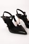 Mature Women's Pointed Toe Stone Detailed Gold Heeled Shoes B4557 - 2