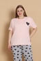 Mrn 4515 Heart Short Sleeve Cotton Combed Cotton Plus Size Women's Pajama Set - 2