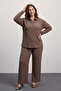 Hijab-Friendly Plus Size Shirt Set – Long Sleeve Wrinkle-Free Fabric Two-Piece Set - 2
