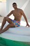 Quick-Drying Patterned Men's Swim Shorts with Pockets-26141 - 5