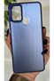 Samsung Galaxy A21S Compatible Blue Color Gradient Matte Silicone Case with Camera Frame Luxury Electroplated - 3