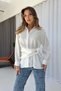 Tencel Fabric Buckle Detailed Women's Shirt - White - 3