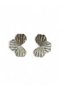 Silver Color Textured Flower Earrings