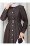 Button Detailed Denim Jeans Hijab Dress Rc6037 - 8