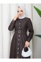 Button Detailed Denim Jeans Hijab Dress Rc6037 - 7