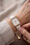 Gekas Luxury Women's Wristwatch - Vintage Rectangular Case with Gold Detailing and White Leather Strap Premium Watch - 5