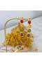 Kpe-2003 Colorful Earth Tones Layered Geometric Dangle Earrings - 3