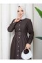 Button Detailed Denim Jeans Hijab Dress Rc6037 - 6