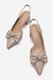 Women's Bow-Tie Side and Open-Back Heeled Sandals Beige Crinkled - 6