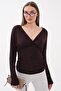 Women's Drawstring Detailed V-Neck Transparent Blouse 260486 - - 2