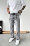 Gray Front Design Striped Baggy Trousers