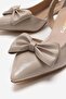 Women's Bow-Tie Side and Open-Back Heeled Sandals Beige Crinkled - 3