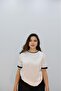 Women's Oversize White Basic T-Shirt with Garnished Collar and Sleeve Detail - 5