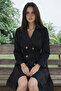 Women's Trendy Double-Breasted Classic Midi Black Trench Coat with Pockets - 4