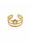 Adjustable Steel, Gold Color, Sun Model Triple Look Ring Acr0306 - 3