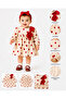 Heart Patterned Bowknot Baby Girl Dress & Bandana Set - 6