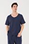 2XS-10XL تي شيرت رجالي أساسي مصنوع من القطن بنسبة 100% وياقة مريحة باللون الأزرق الداكن - 5