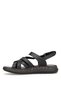 D26Ys-2740 Women's Genuine Leather Flat Sandals Black - 3