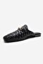 Senia Black Knitted Genuine Leather Buckle Closed-Front Women's Slippers - 6