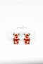 Enameled Teddy Bear Earrings - Red - 2