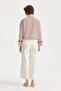 Striped Crop Linen Shirt Burgundy - 4