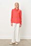 Wide Sleeve Cuffed Scarf Collar Jacquard Shirt Coral - 3