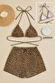 Women's Leopard Patterned Shorts and Tie-Waist and Neck Bikini Set - 4